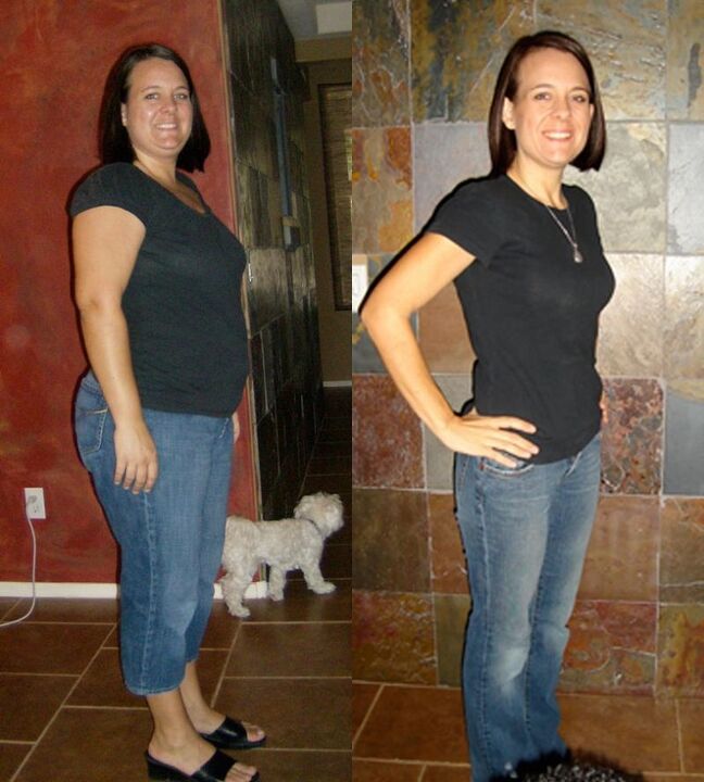 The result of a woman losing weight on a weekly 5 kg buckwheat diet
